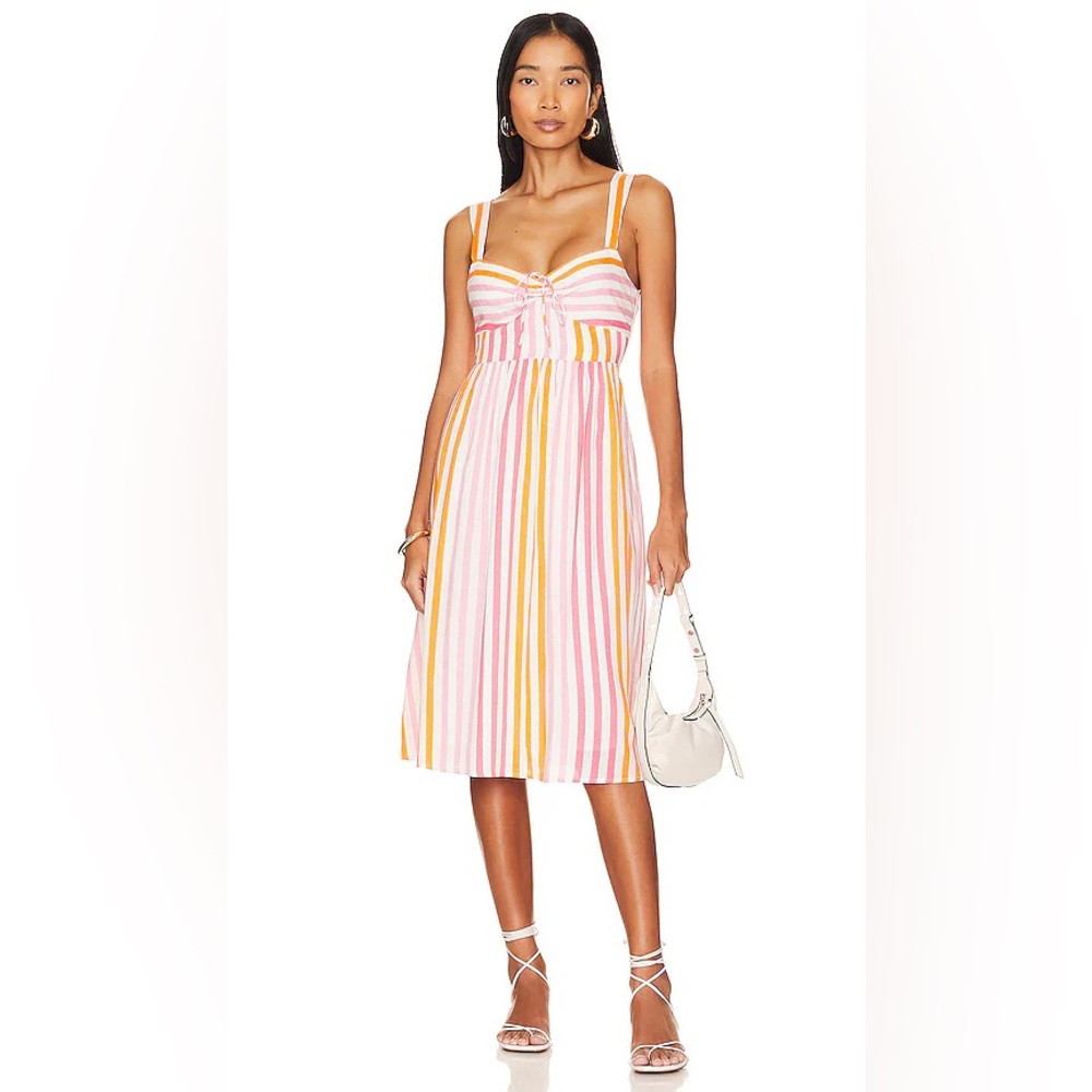 Steve Madden Pink and Orange Striped Midi Dress